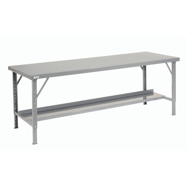 Global Industrial Heavy-Duty Extra Long Folding Assembly Workbench, 84 W x 28 D, Gray 606757